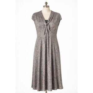 BCBGMaxAzria Floral Silk Midi Dress in Silver and Pink